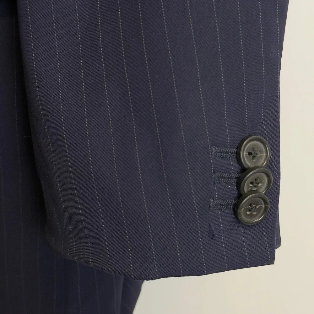 Banana Republic Mens‎ 42S Navy Blue Pinstripe Marzotto Super 130s Wool Blazer